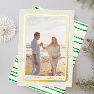 Tarjeta Festiva Con Relieve Metalizado marco de foto festivo moderno simple dorado