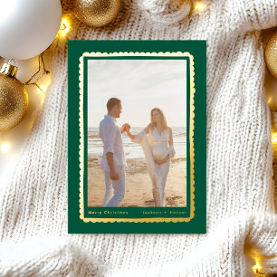 Tarjeta Festiva Con Relieve Metalizado marco de foto moderno festivo simple dorado