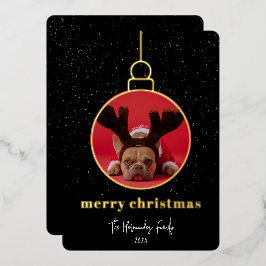 Tarjeta Festiva Con Relieve Metalizado Marco de foto ornamental