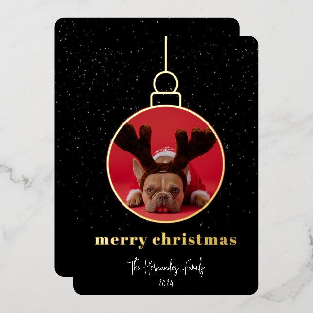 Tarjeta Festiva Con Relieve Metalizado Marco de foto ornamental (Anverso/Reverso)