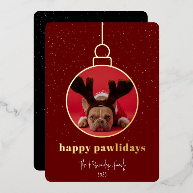 Tarjeta Festiva Con Relieve Metalizado Marco de foto ornamental (Anverso/Reverso)