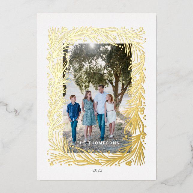 Tarjeta Festiva Con Relieve Metalizado Marco de navidades (Anverso)