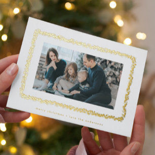 Tarjeta Festiva Con Relieve Metalizado marco de navidades de fotografía de pequeñas burbu