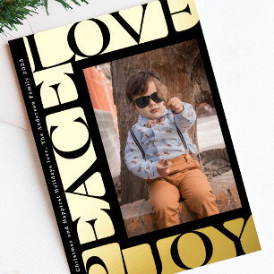 Tarjeta Festiva Con Relieve Metalizado marco de ónix para foto de AMOR PAZ ALEGRÍA colori