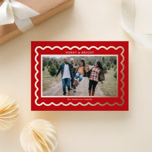 Tarjeta Festiva Con Relieve Metalizado Marco fotográfico de la vieira de los adornos dora