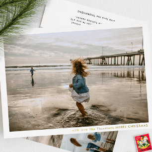 Tarjeta Festiva Con Relieve Metalizado Marco minimalista elegante moderno FERIA NAVIDAD F