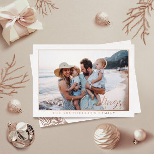 Tarjeta Festiva Con Relieve Metalizado Mares y saludo Marco de la foto de la vida marina 