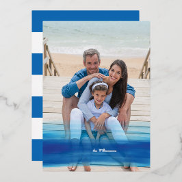 Tarjeta Festiva Con Relieve Metalizado Mares y saludos Costa Azul Océano Ombre Foto