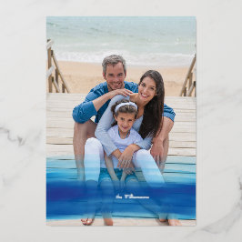 Tarjeta Festiva Con Relieve Metalizado Mares y saludos Costa Azul Océano Ombre Foto