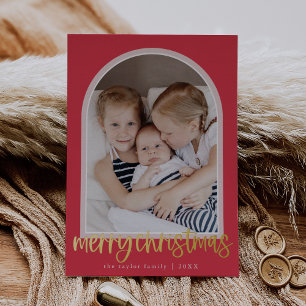 Tarjeta Festiva Con Relieve Metalizado MARIAH Relieve metalizado Rosa Arch Foto Familia F