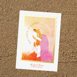 Tarjeta Festiva Con Relieve Metalizado Mary y Baby Jesus Navidades