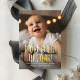 Tarjeta Festiva Con Relieve Metalizado Más alegría este año linda dos foto roja Navidad