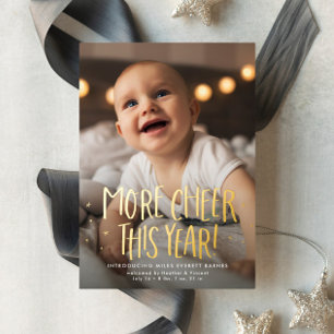 Tarjeta Festiva Con Relieve Metalizado Más alegría este año lindos dos Navidades rojos fo