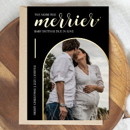 Tarjeta Festiva Con Relieve Metalizado Más embarazos de Navidades de oro negro más terrib