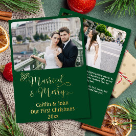 Tarjeta Festiva Con Relieve Metalizado Matrimonio Personalizado Newlyweds Primer Navidad 