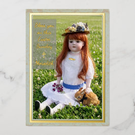 Tarjeta Festiva Con Relieve Metalizado Meadow Antique Doll Flat Foil Card