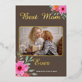 Tarjeta Festiva Con Relieve Metalizado Mejor Relieve metalizado fotográfico de mamá de to