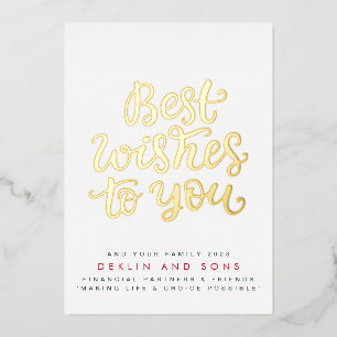 Tarjeta Festiva Con Relieve Metalizado Mejores deseos para usted y su familia Modern Busi