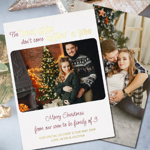 Tarjeta Festiva Con Relieve Metalizado Mejores regalos Familia de 3 Navidad Embarazo 2 Fo