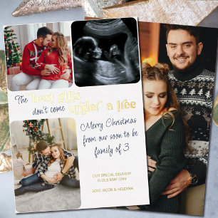 Tarjeta Festiva Con Relieve Metalizado Mejores regalos Familia de 3 Navidad Embarazo 4 Fo