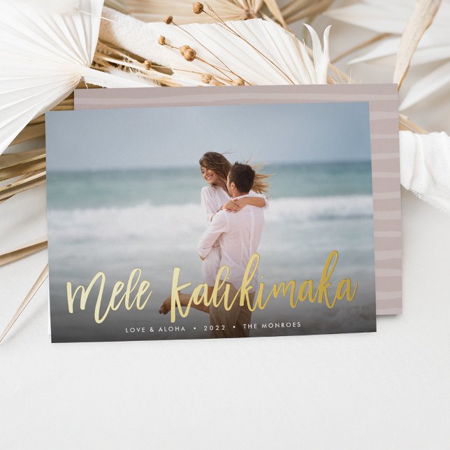 Tarjeta Festiva Con Relieve Metalizado Mele Kalikimaka | Foto de Hawaii (Subido por el creador)