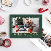 Merriest Modern Gold Text Green Photo