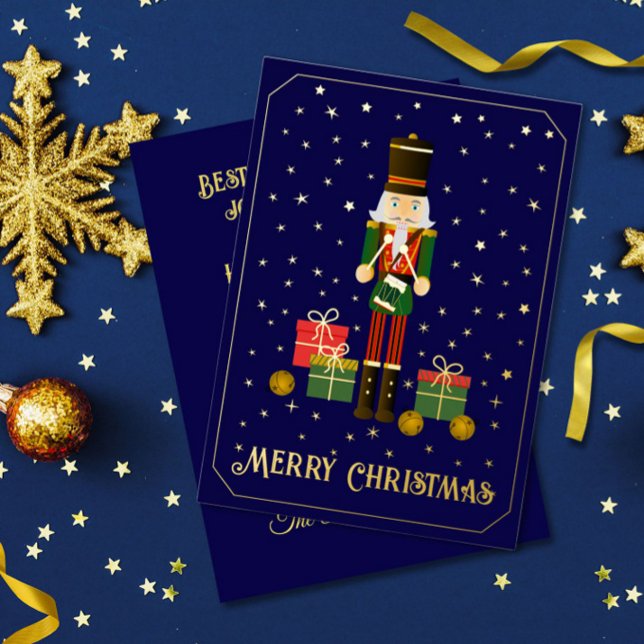 Tarjeta Festiva Con Relieve Metalizado Merry Christmas Nutcracker Foil Holiday Card (Subido por el creador)