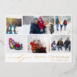 Tarjeta Festiva Con Relieve Metalizado MERRY CHRISTMAS oro blanco rojo 12 Collage de foto<br><div class="desc">Tarjetas de vacaciones de Navidades de Relieve metalizado real - Totalmente editables y Personalizable *Por favor contáctame para cualquier pregunta de diseño</div>