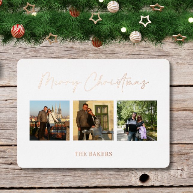 Tarjeta Festiva Con Relieve Metalizado Merry Christmas Photo  (Subido por el creador)