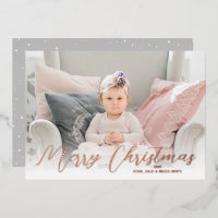 Merry Christmas Photo Rosa Gold