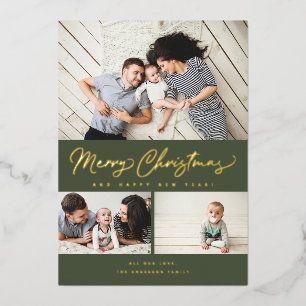 Tarjeta Festiva Con Relieve Metalizado Merry Christmas Relieve metalizado Script 3 Collag