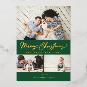 Tarjeta Festiva Con Relieve Metalizado Merry Christmas Relieve metalizado Script 3 Collag