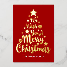 Tarjeta Festiva Con Relieve Metalizado Merry Christmas Tree Shape