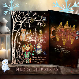 Tarjeta Festiva Con Relieve Metalizado Merry Christmas Winter Magic