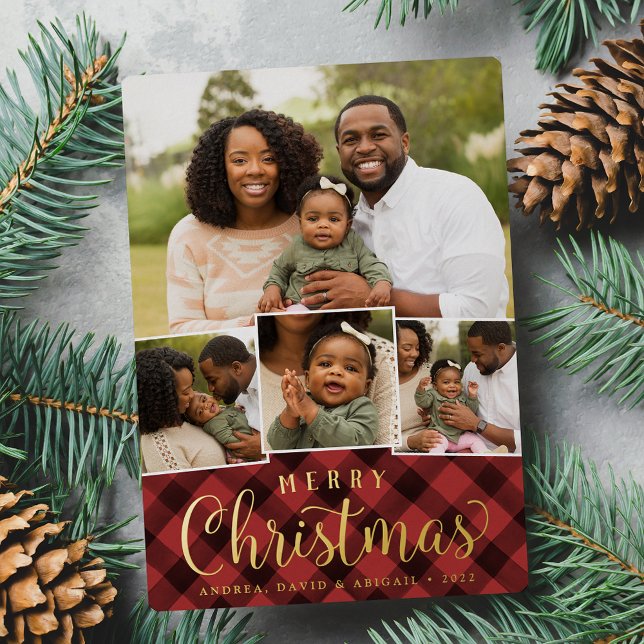 Tarjeta Festiva Con Relieve Metalizado Merry Collage | Foto de Navidades clásicos (Subido por el creador)