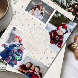 Tarjeta Festiva Con Relieve Metalizado Merry Everything Nordic Pine 4 Photo Silver