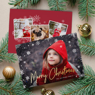 Tarjeta Festiva Con Relieve Metalizado Merry Magic Navidades de fotografía superpuesta