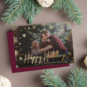 Tarjeta Festiva Con Relieve Metalizado Merry Magic Navidades de fotografía superpuesta