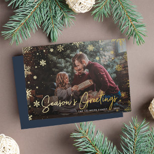 Tarjeta Festiva Con Relieve Metalizado Merry Magic Navidades de fotografía superpuesta