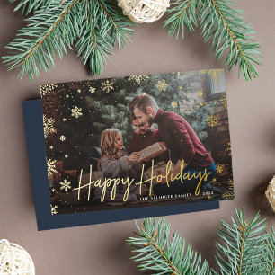 Tarjeta Festiva Con Relieve Metalizado Merry Magic Navidades de fotografía superpuesta