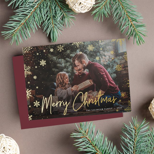 Tarjeta Festiva Con Relieve Metalizado Merry Magic | Navidades de fotografía superpuesta  (Subido por el creador)