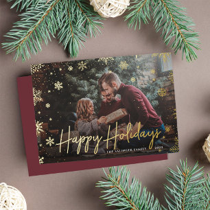 Tarjeta Festiva Con Relieve Metalizado Merry Magic Navidades de fotografía superpuesta