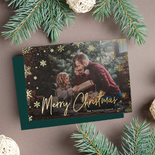 Tarjeta Festiva Con Relieve Metalizado Merry Magic Navidades de fotografía superpuesta