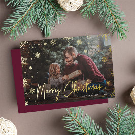 Tarjeta Festiva Con Relieve Metalizado Merry Magic | Navidades de fotografía superpuesta 