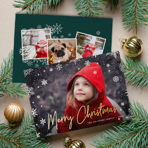 Tarjeta Festiva Con Relieve Metalizado Merry Magic Navidades de fotografía superpuesta