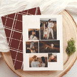 Tarjeta Festiva Con Relieve Metalizado Merry | Navidades del Collage de fotos Gallery Wal<br><div class="desc">¡Dale a tus Navidades cartas un brillo con oro real, plata o Relieve metalizado de oro subió! Muestra tus momentos familiares favoritos con esta elegante tarjeta de Relieve metalizado de fotos para Navidades con una moderna disposición de paredes de galería. Con seis franjas fotográficas de diferentes tamaños, se pueden mezclar...</div>
