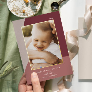 Tarjeta Festiva Con Relieve Metalizado Merry Shades Oro fotográfico vertical