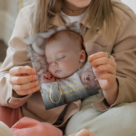 Tarjeta Festiva Con Relieve Metalizado Mi primera foto para el bebé de Navidad