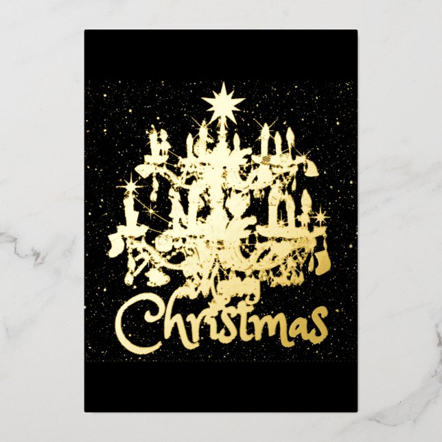 Tarjeta Festiva Con Relieve Metalizado Mikitiez clásicas whitechristmas luz jollyholly (Anverso)