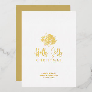 Tarjeta Festiva Con Relieve Metalizado Minimalist Christmas Bouquet Script Calligraphy
